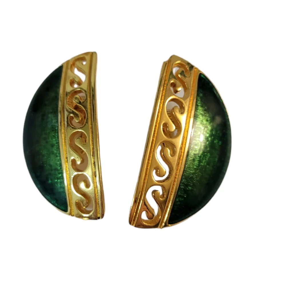 Vintage Enameled Clip On Earrings